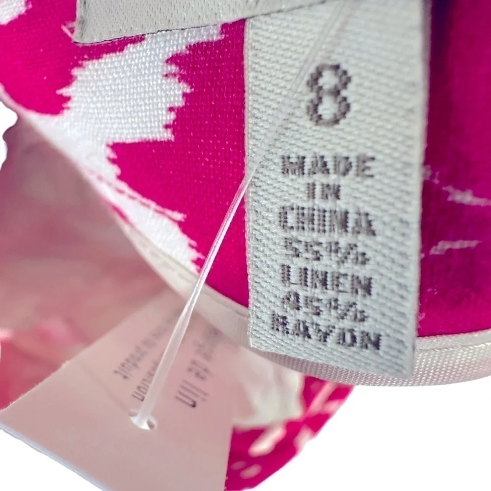 Madison Linen Hot Pink and White Flat Front Classic Shorts, 8